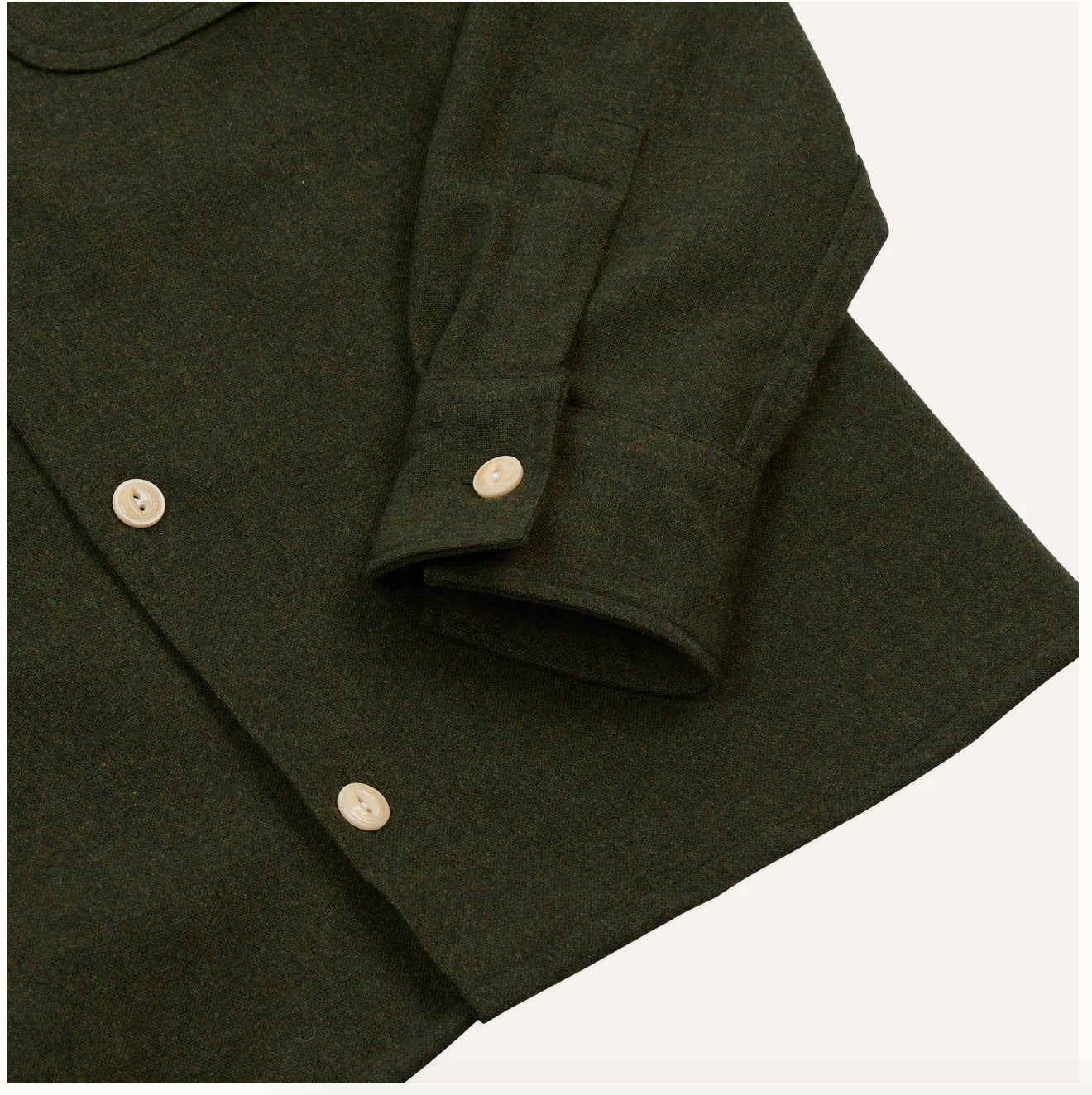 Drake's Brushed Wool Work Overshirt, Dark Green