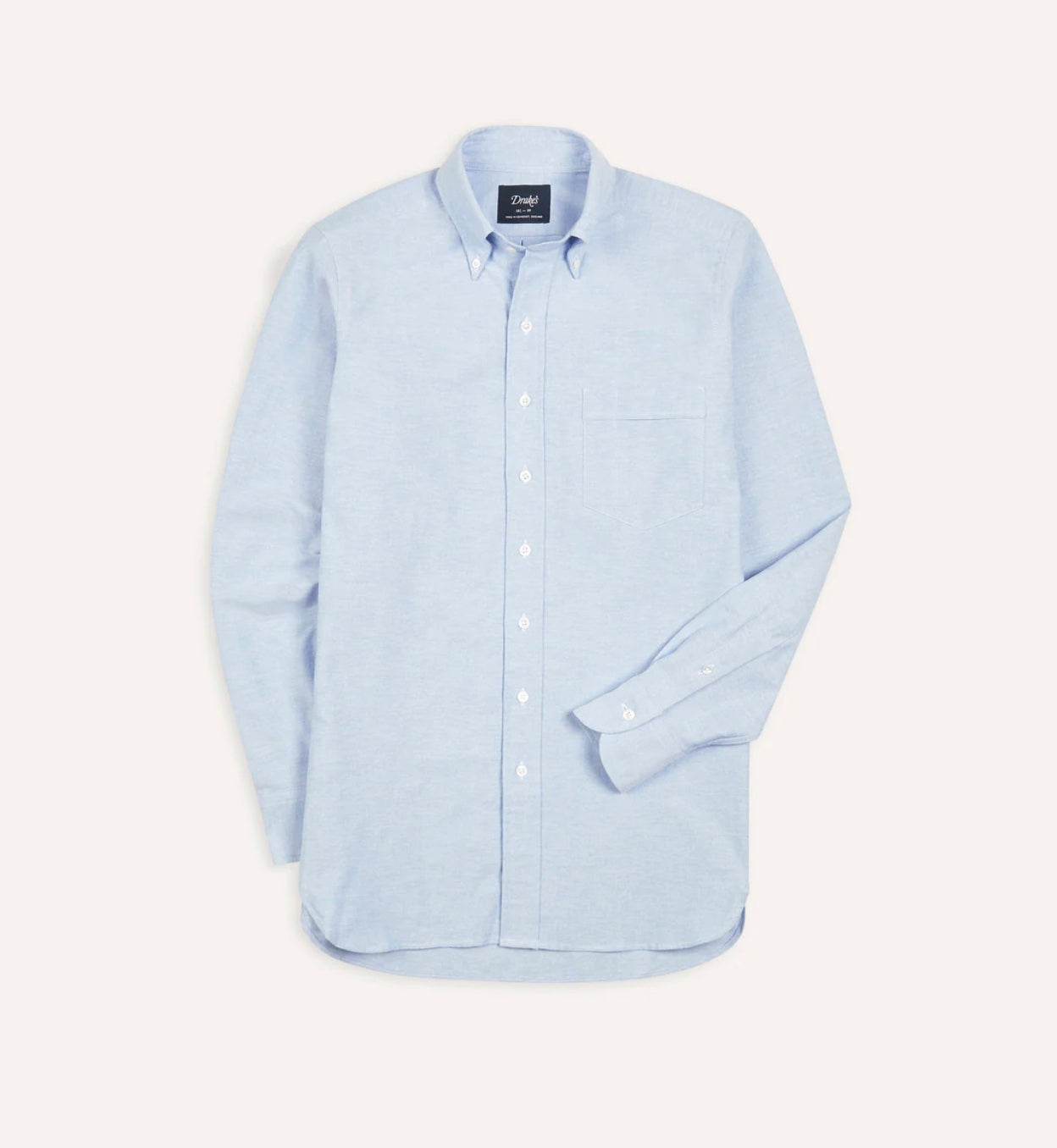 Drake's Mid-Blue Cotton Oxford Cloth Button-Down Shirt