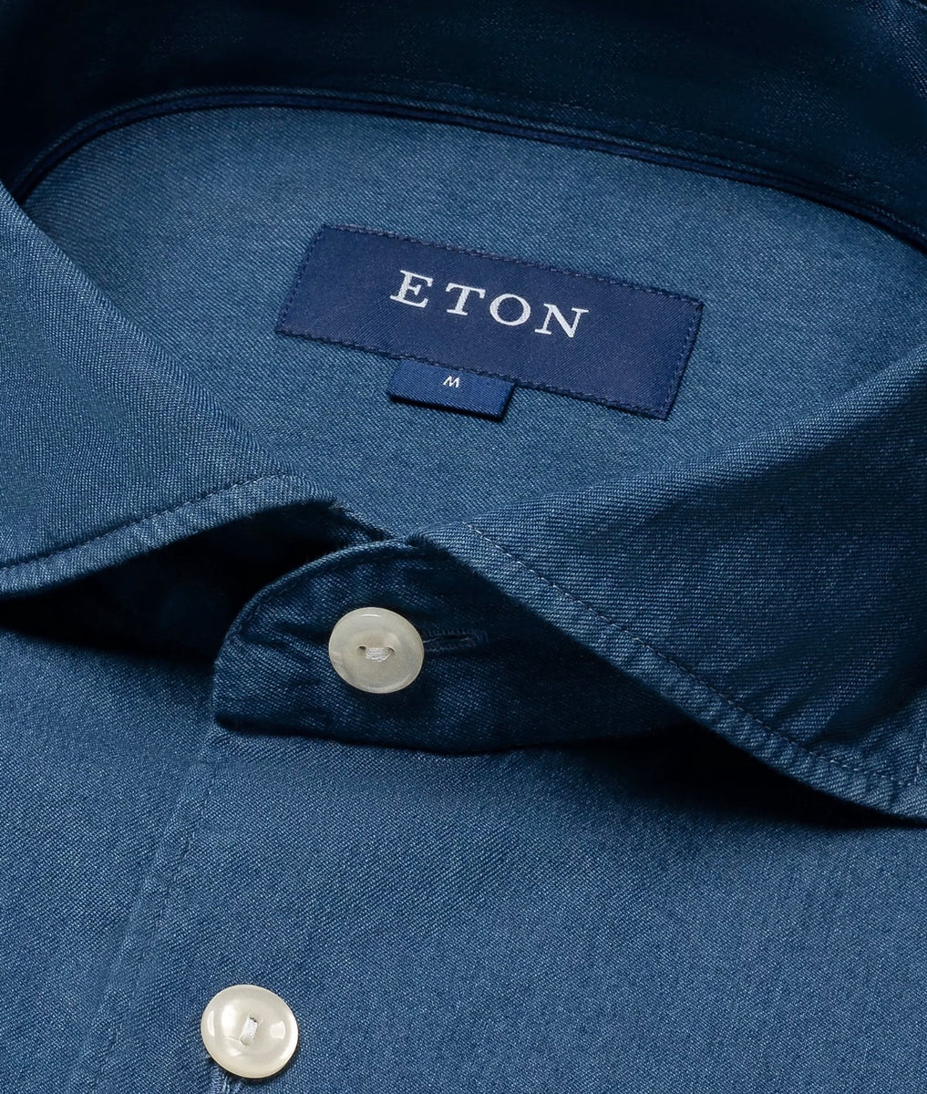 Eton Mid Blue Lightweight Denim Shirt (Slim Fit) – doherty evans \u0026 stott