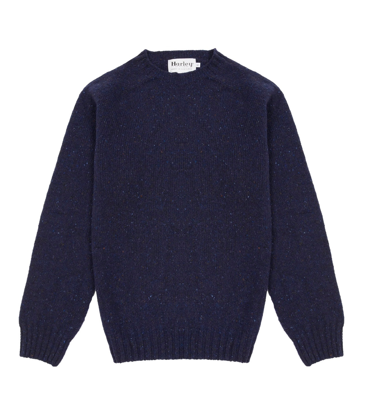 Harley Harris Crew Neck Sweater, Navy Donegal
