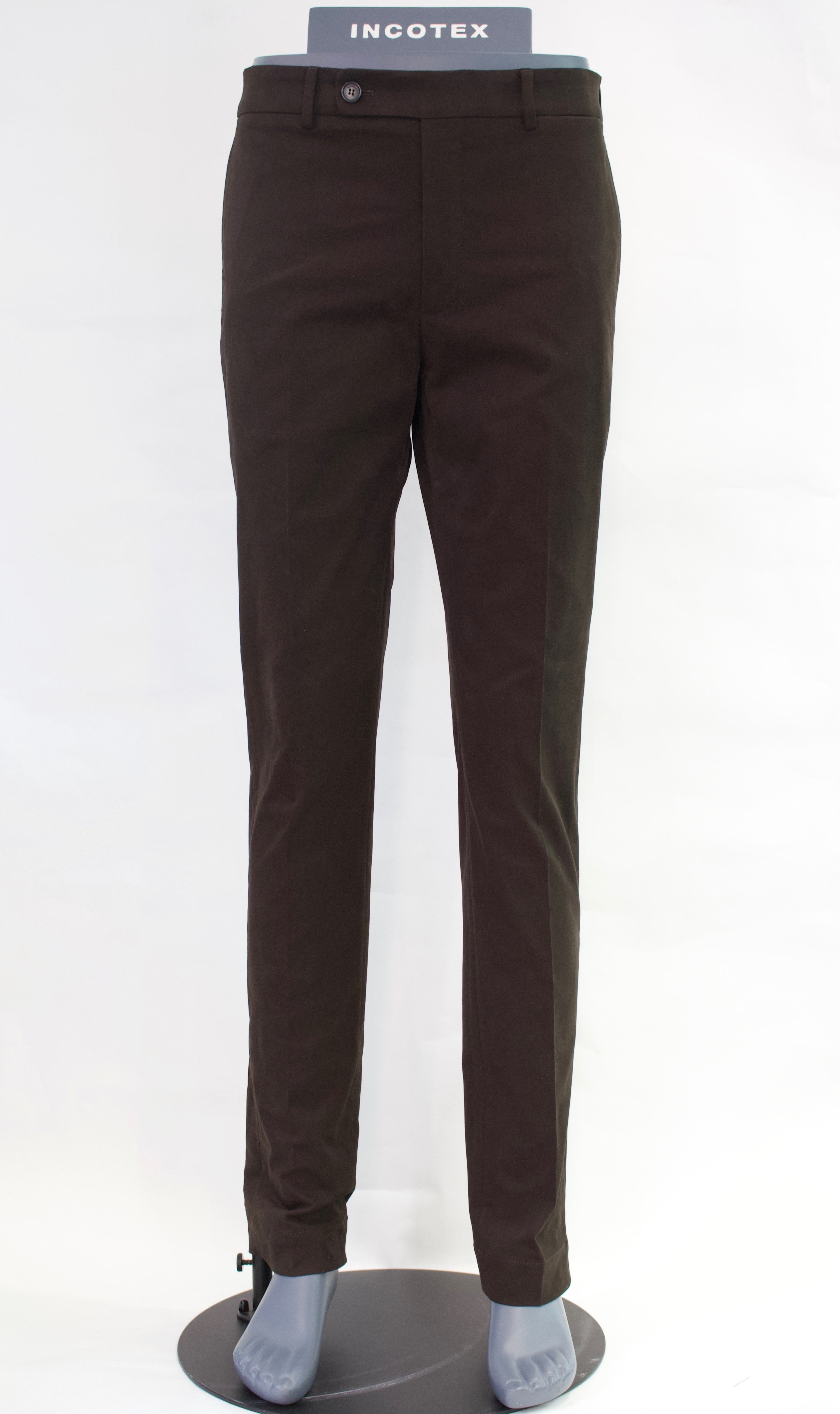 Incotex 'Venezia 1951' Tapered Cotton Trousers, Chocolate Brown