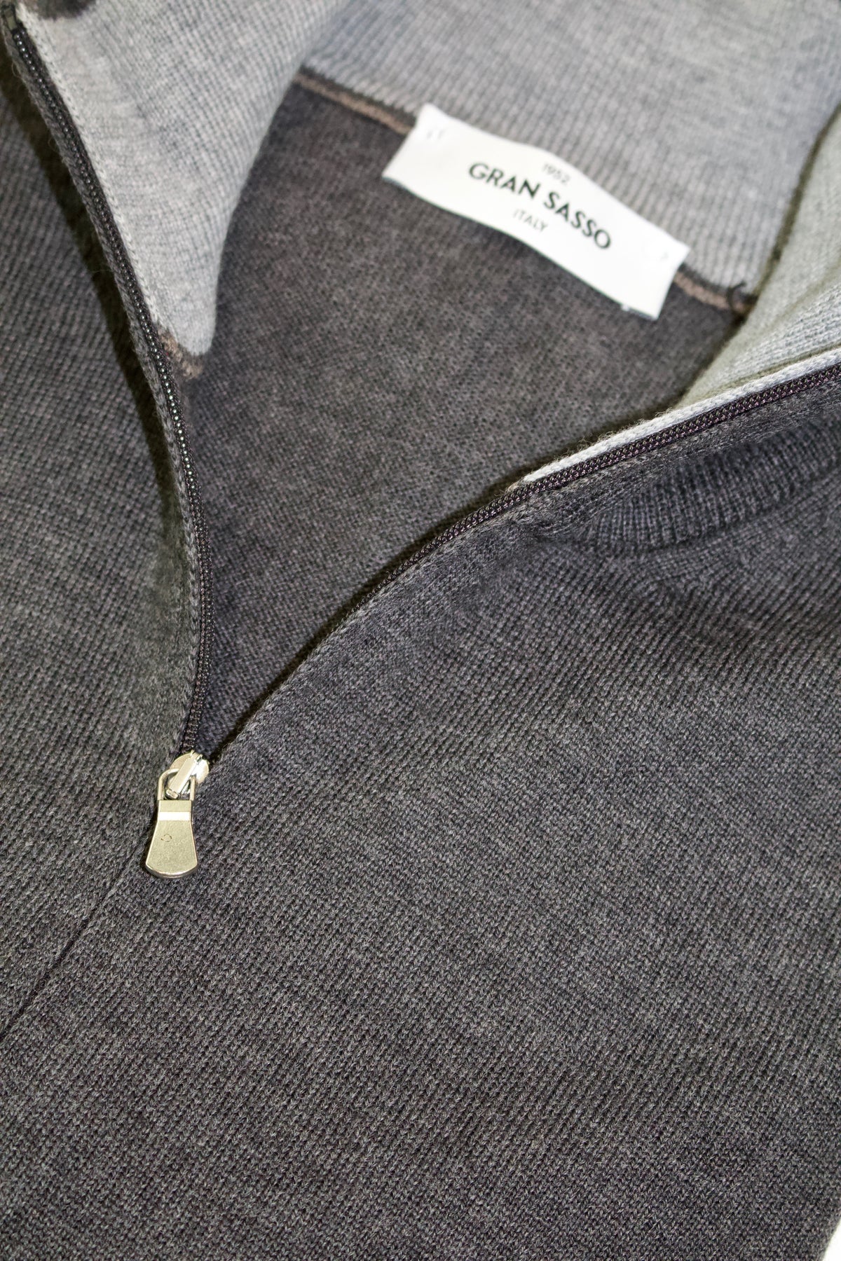 Gran Sasso 1/4 Zip Merino Knit, Charcoal