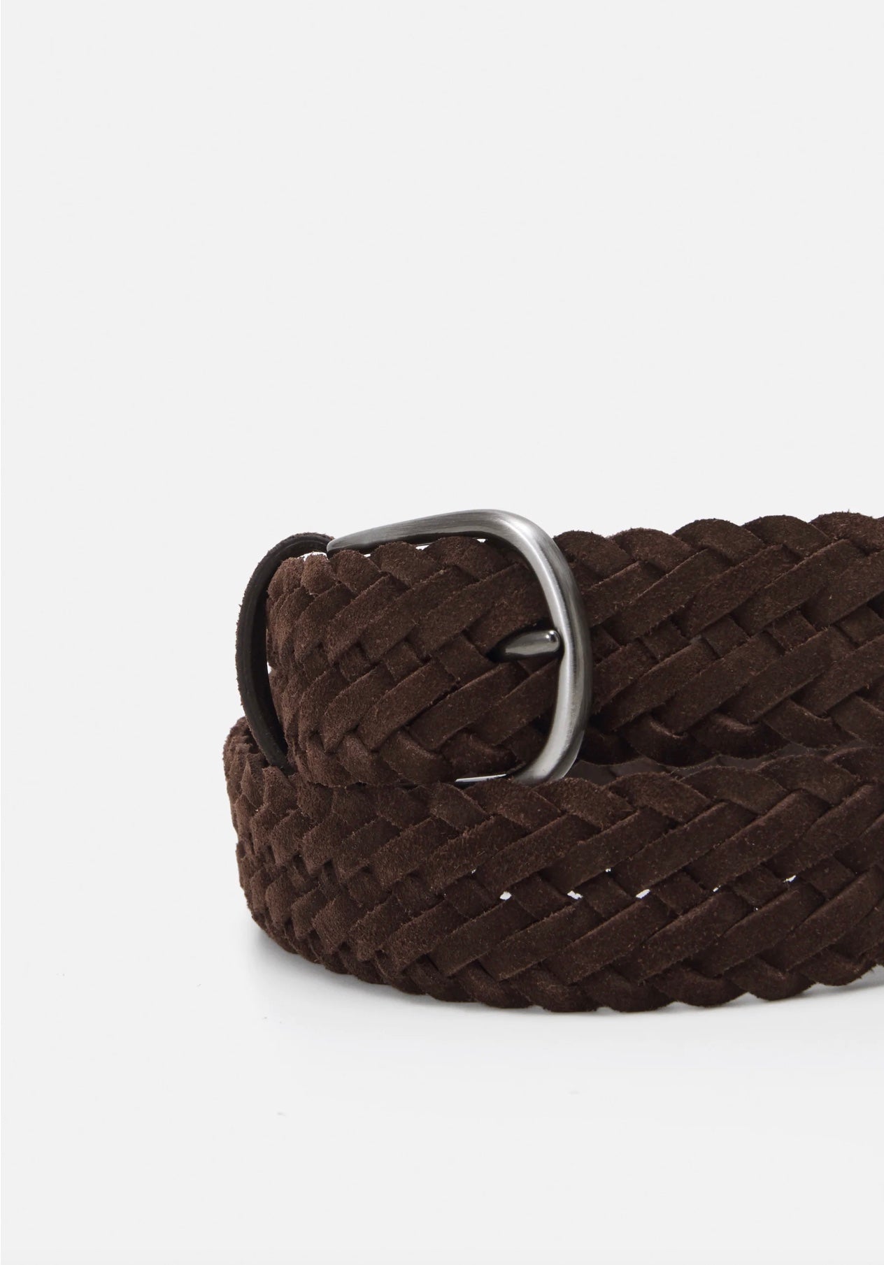 Anderson's Suede Leather Woven  Belt, Dark Brown
