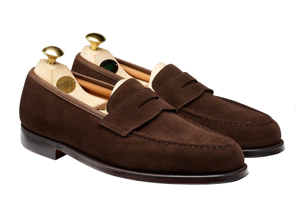 Crockett & Jones Boston Penny Loafer, Brown Suede