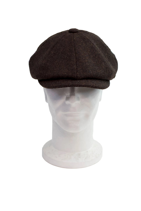 Failsworth Baker boy 8 panel Harris Tweed Cap (Brown)