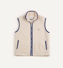 Load image into Gallery viewer, Drake&#39;s Ecru Boucle Wool Zip Fleece Vest
