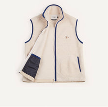 Load image into Gallery viewer, Drake&#39;s Ecru Boucle Wool Zip Fleece Vest
