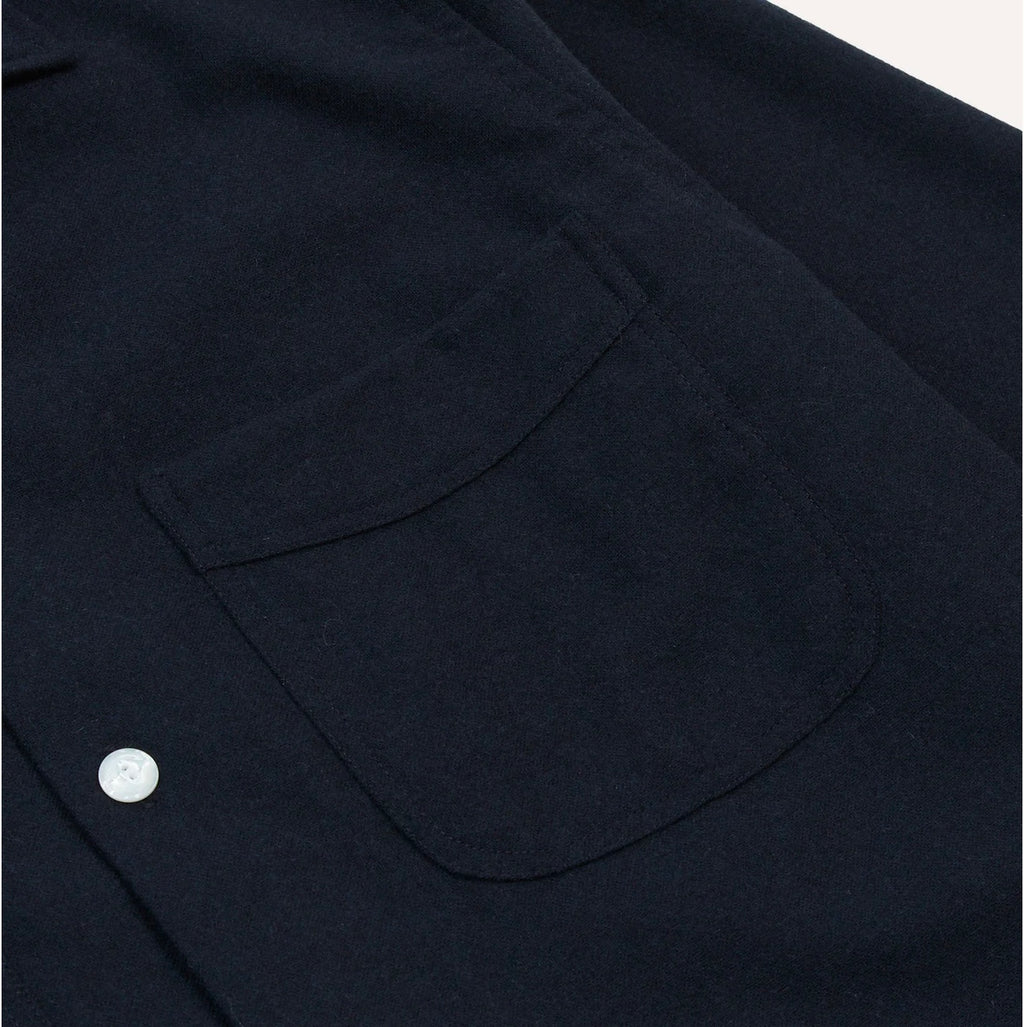 Drake's Brushed Wool Four Pocket Overshirt, Dark Navy