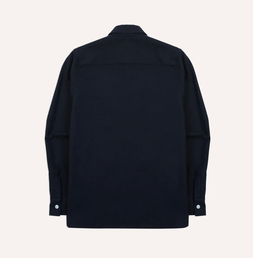Drake's Brushed Wool Four Pocket Overshirt, Dark Navy
