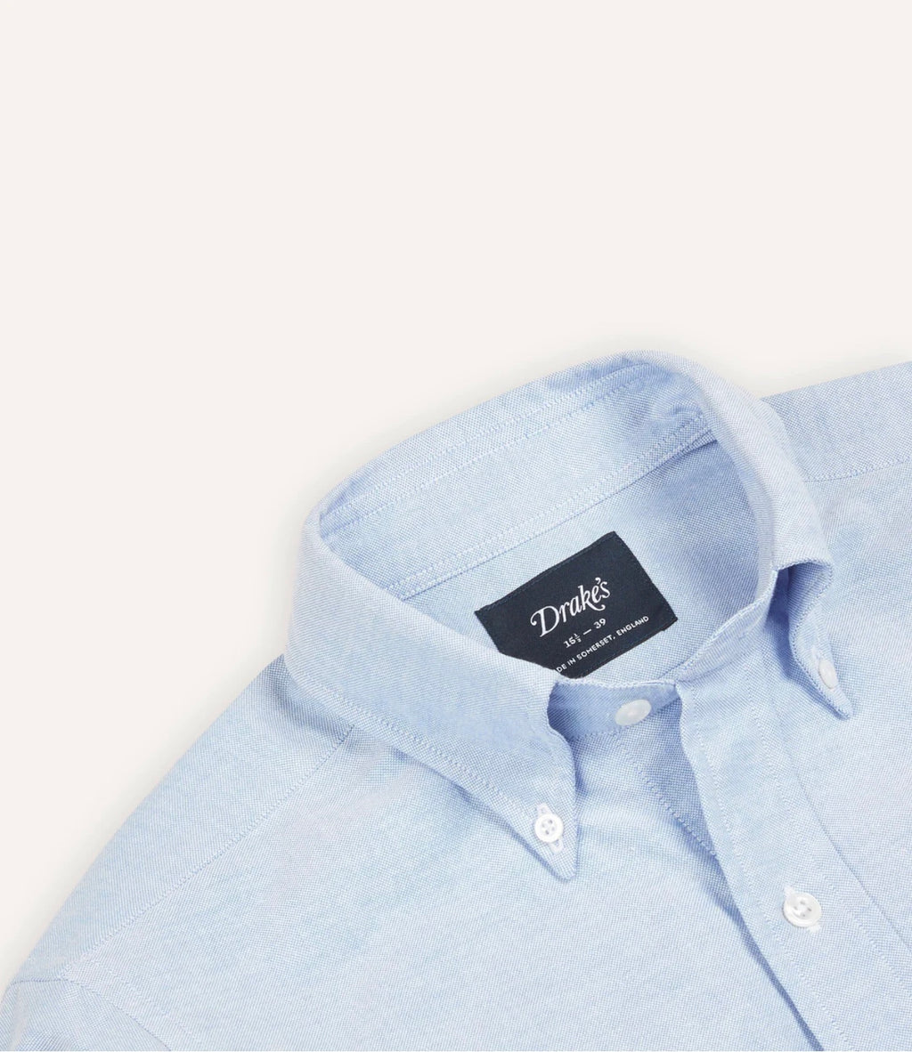 Drake's Mid-Blue Cotton Oxford Cloth Button-Down Shirt