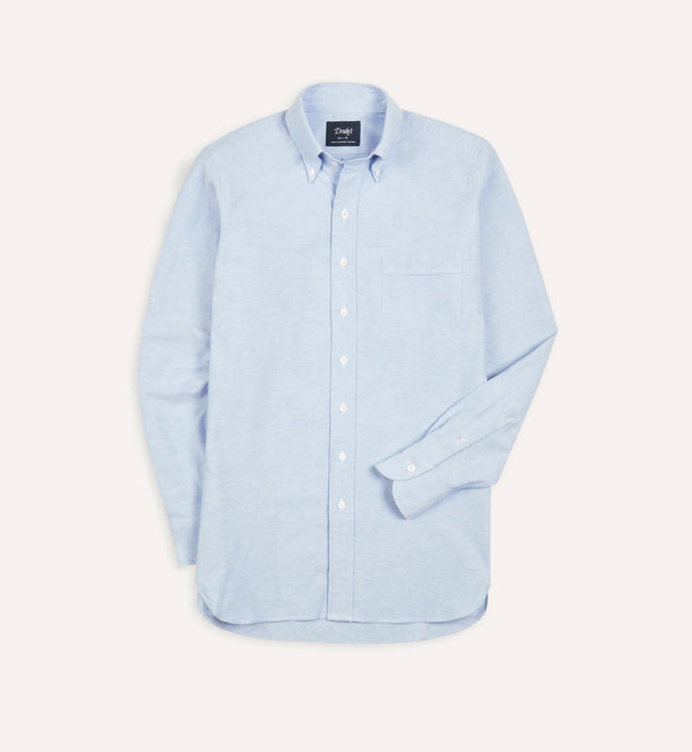 Drake's Mid-Blue Cotton Oxford Cloth Button-Down Shirt