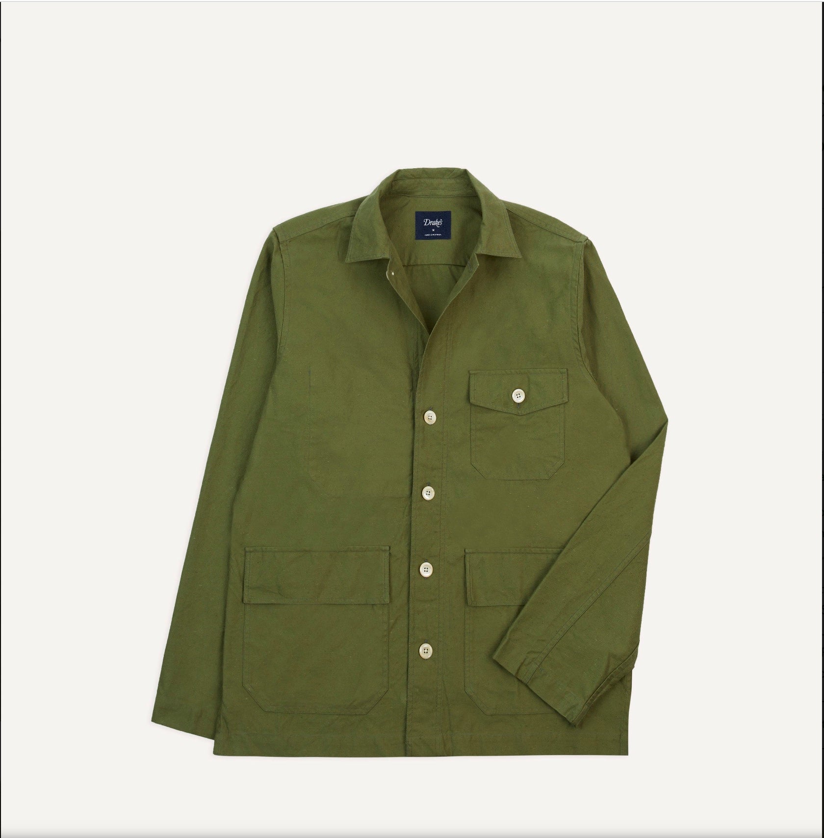 Drakes Olive Cotton Overshirt