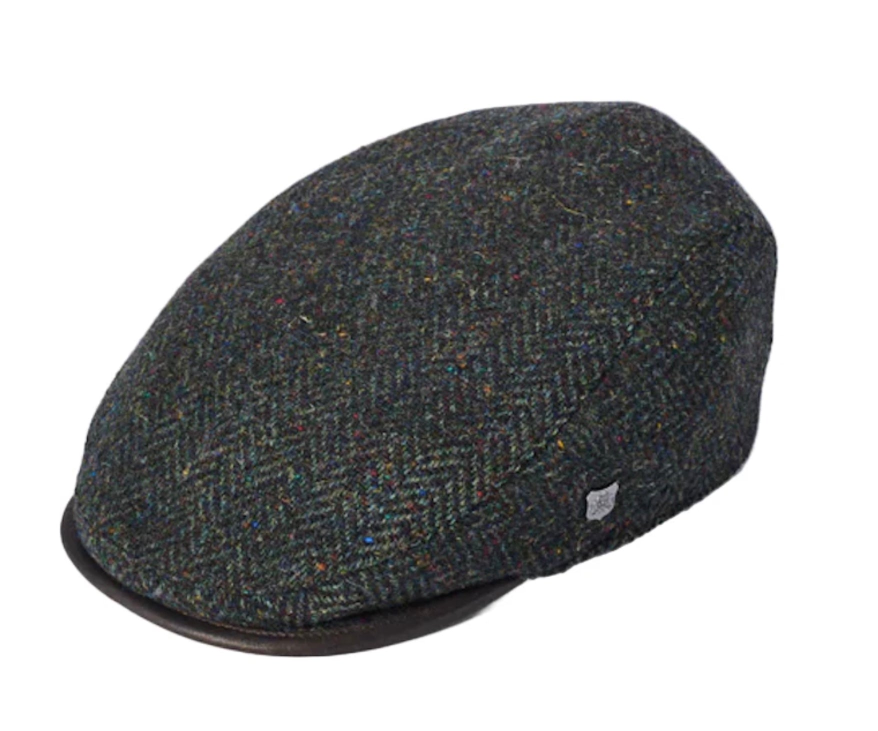 Failsworth Arthur Tweed Flat Cap, Dark Green Herringbone