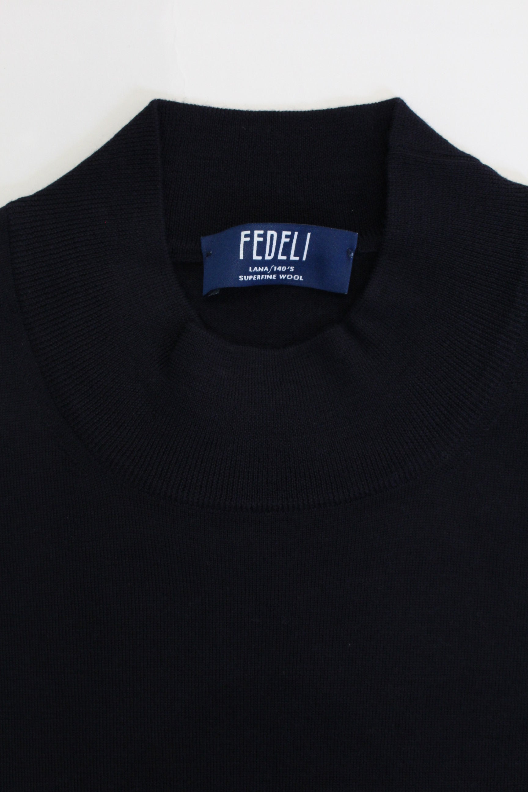 Fedeli Super 140's  MockNeck Knitwear (Navy)