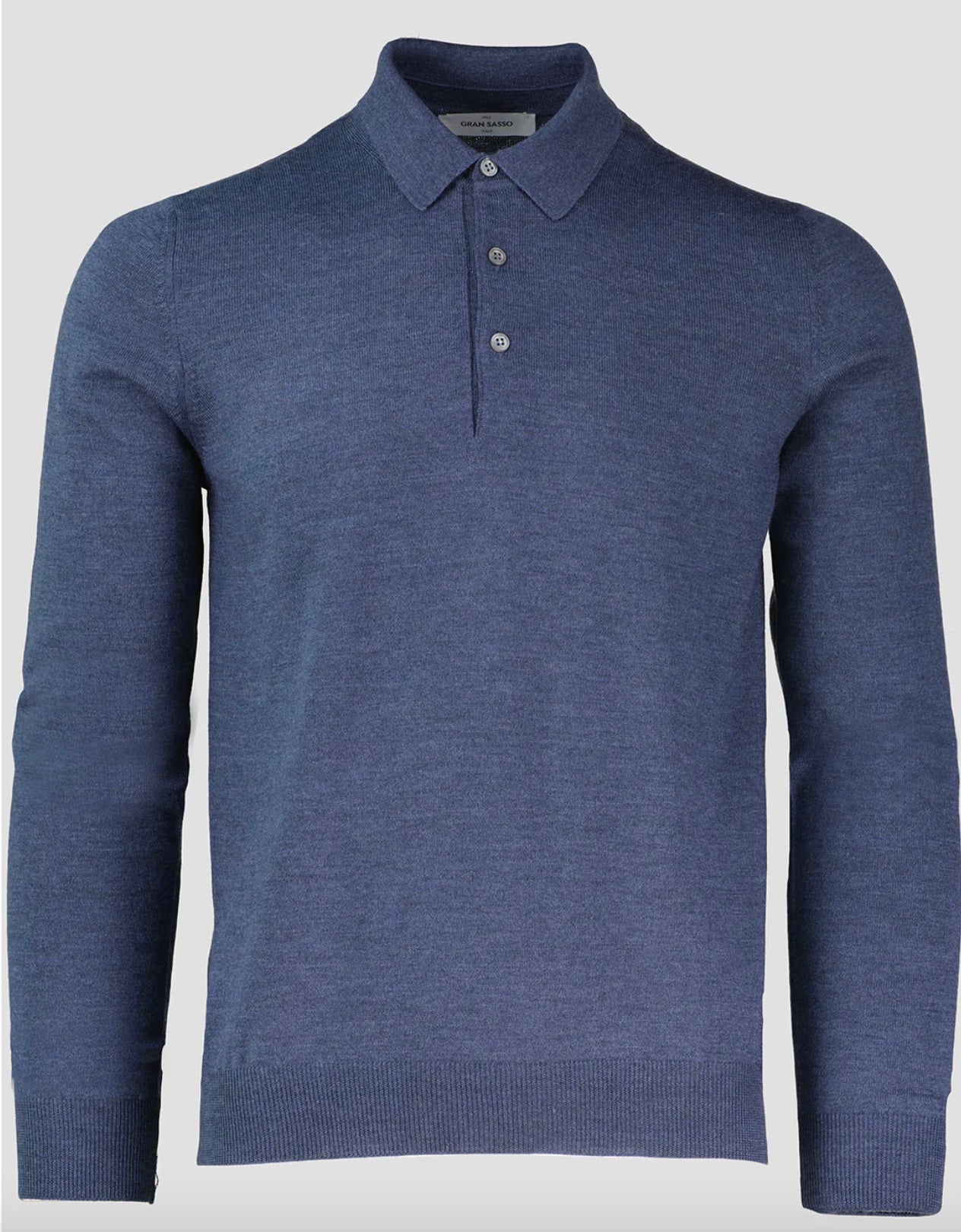 Gran Sasso Merino Polo Knit, Airforce Blue