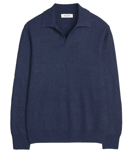 Gran Sasso Line /Cotton Navy blue Ribbed Skipper Knitwear