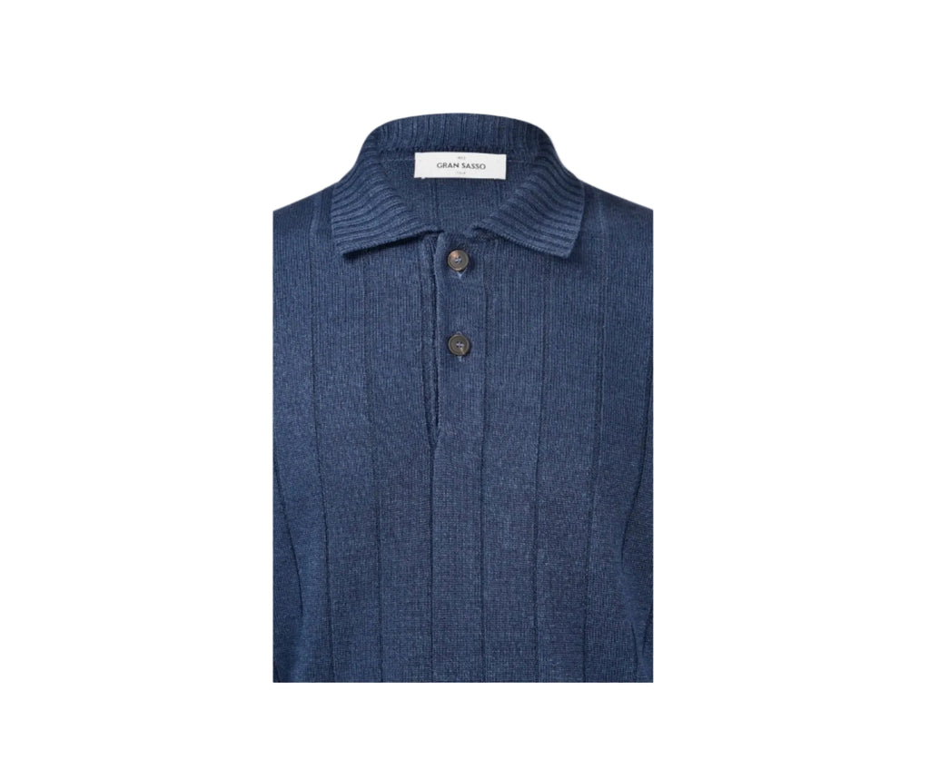 Blue sweater with a collar on a White background