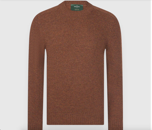 Gran Sasso Shetland Crewneck Knitwear, Burnt Orangre