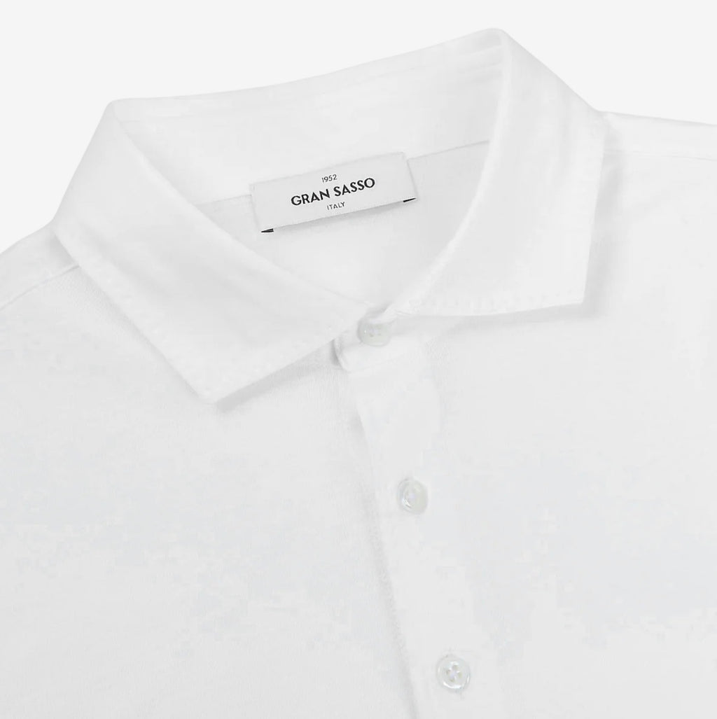 Gran Sasso Filo Scozia Cotton Polo Shirt, White