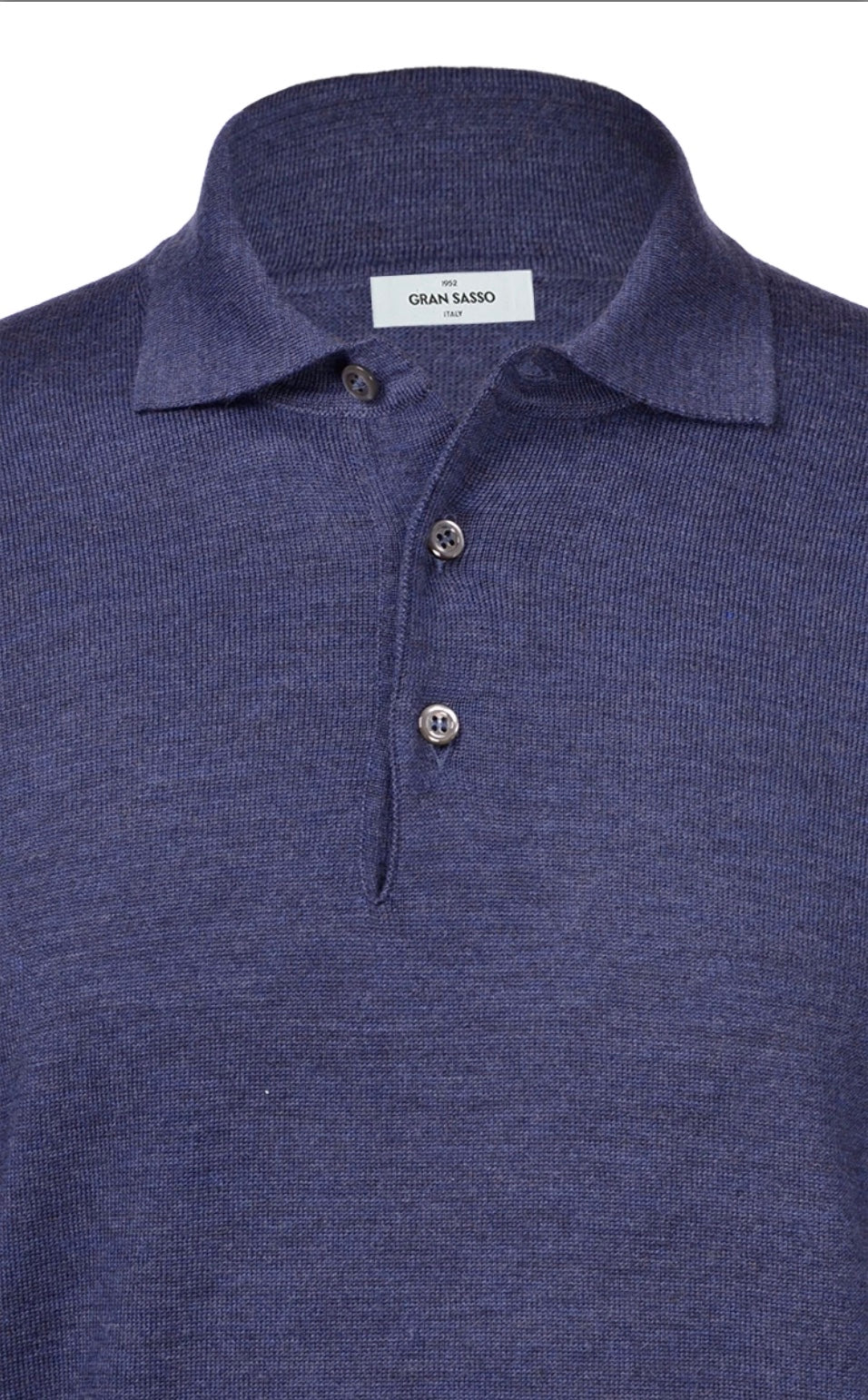 Gran Sasso Merino Polo Knit, Airforce Blue