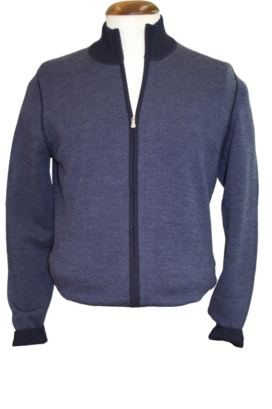 Gran Sasso Merino Wool Blue & Navy Full Zip