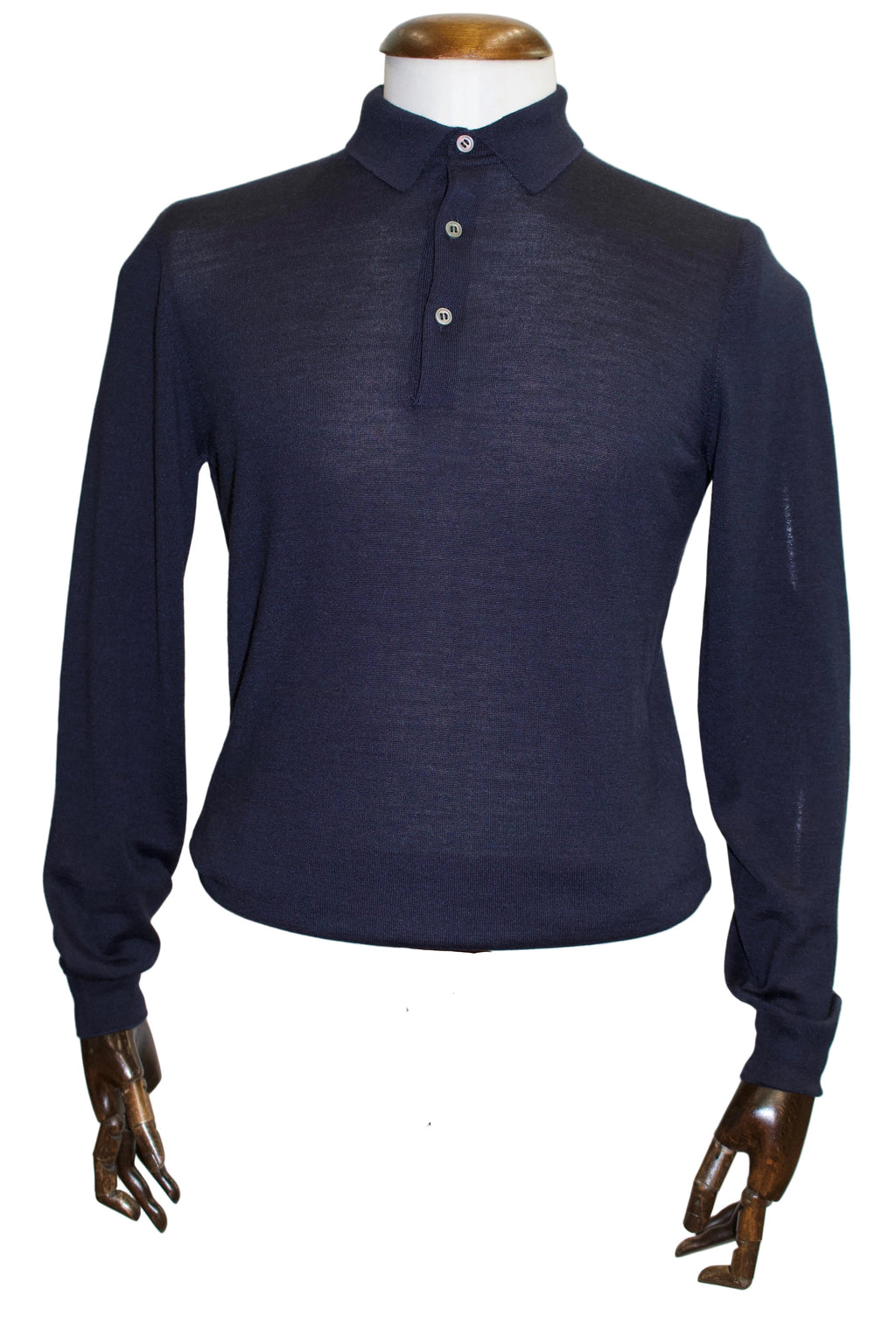 Gran Sasso Polo Wool Silk Midnight Blue