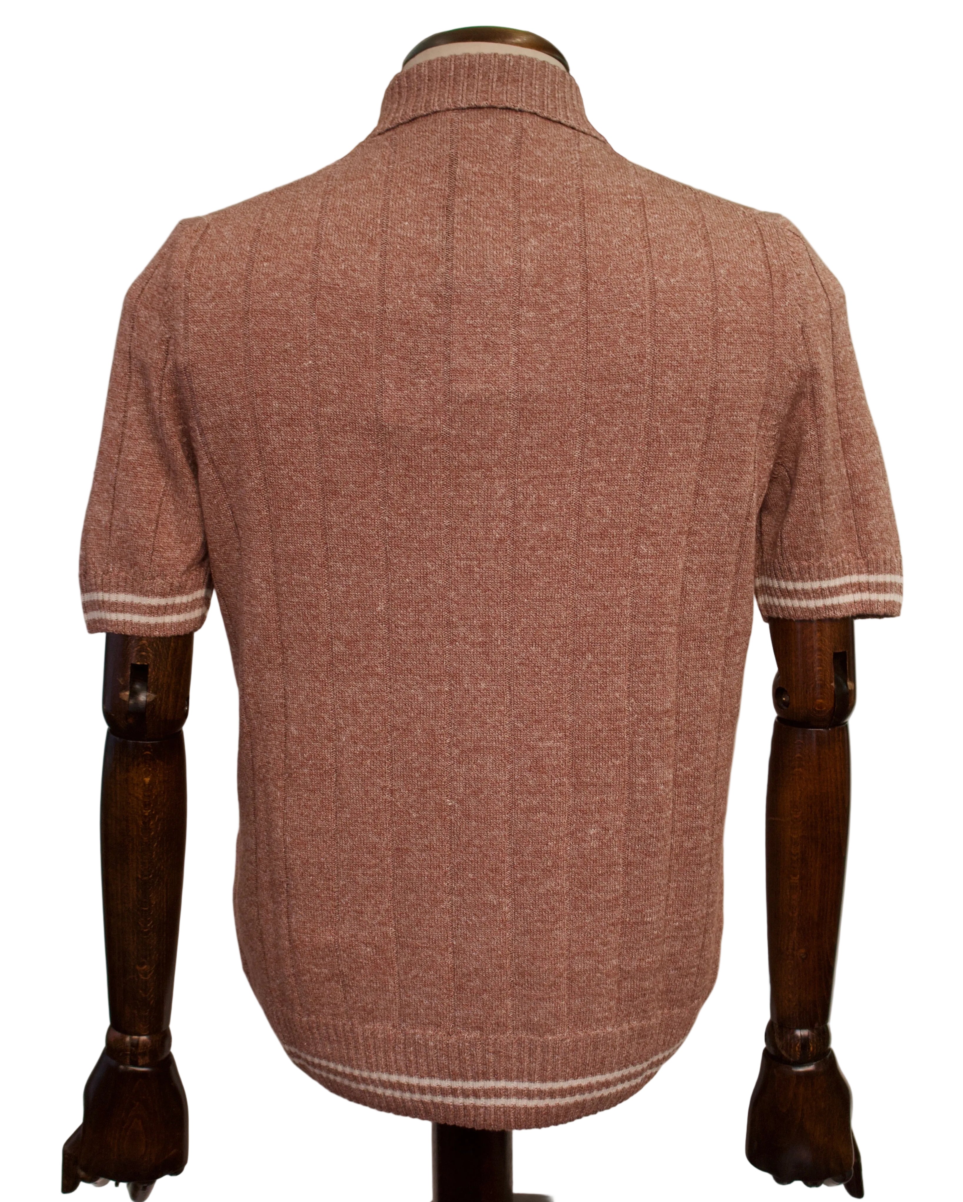 Gran Sasso Ribbed Knit Polo, Brown stp2
