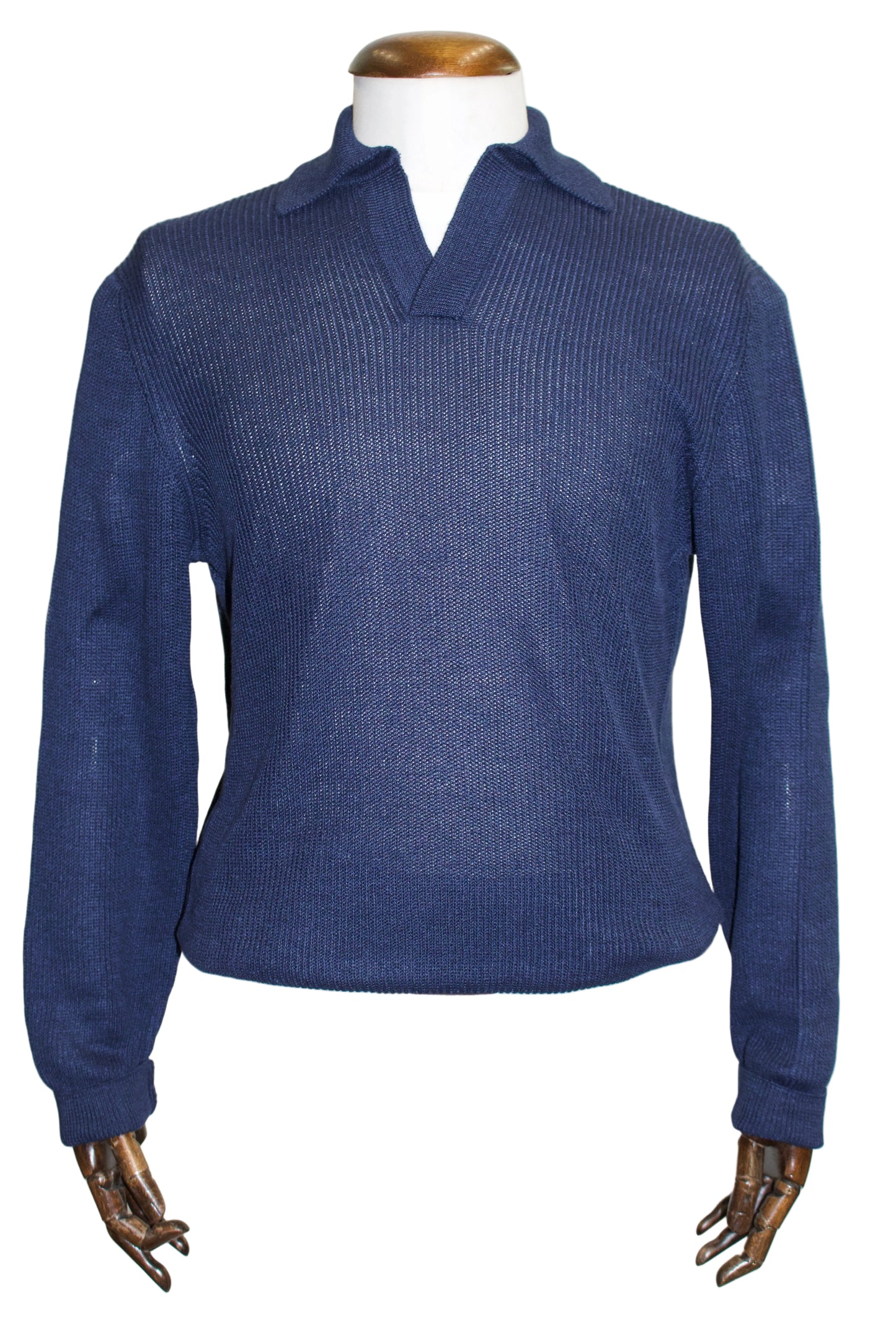 Gran Sasso Ribbed Skipper Polo Knit, Ocean Blue 