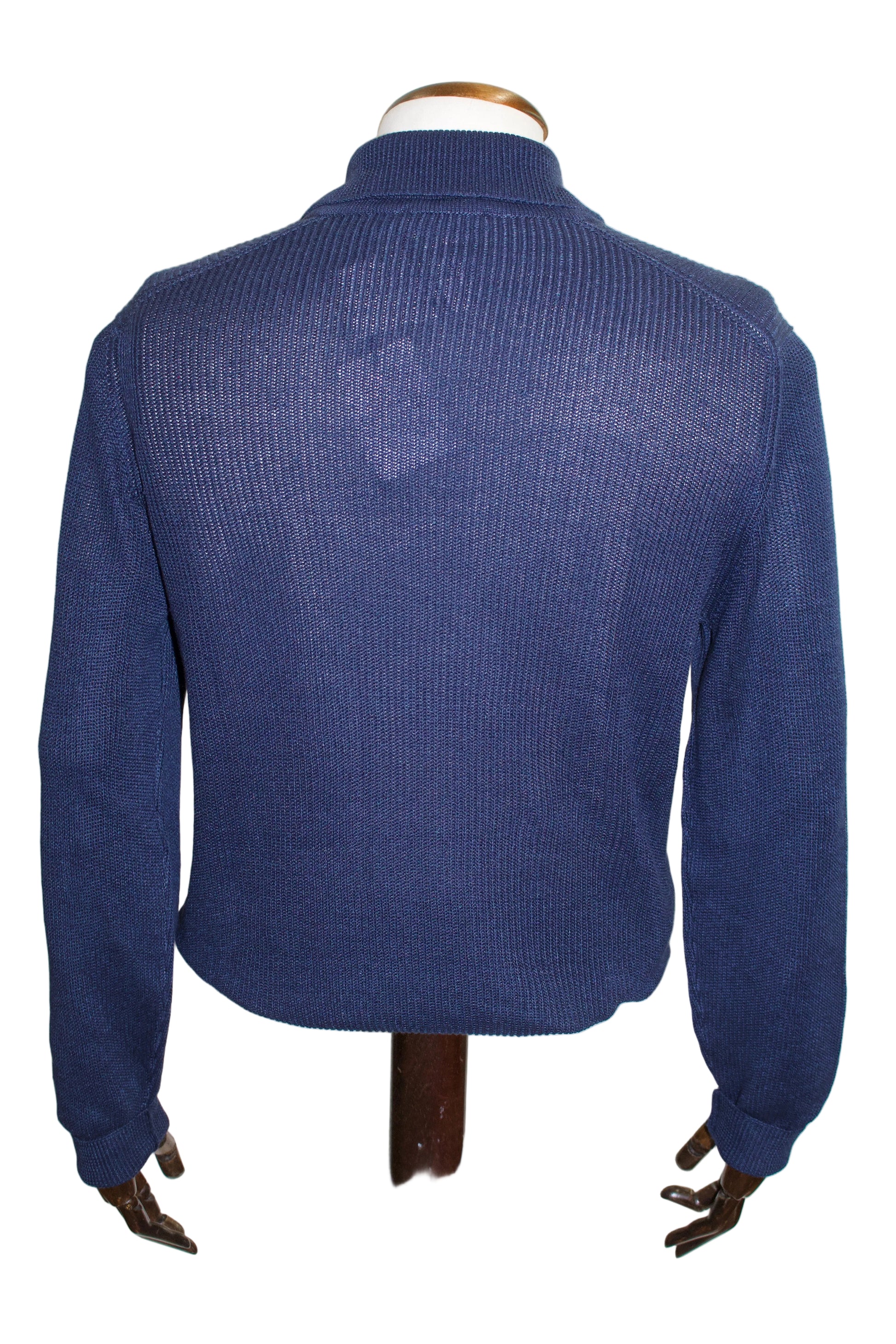 Gran Sasso Ribbed Skipper Polo Knit, Ocean Blue 2
