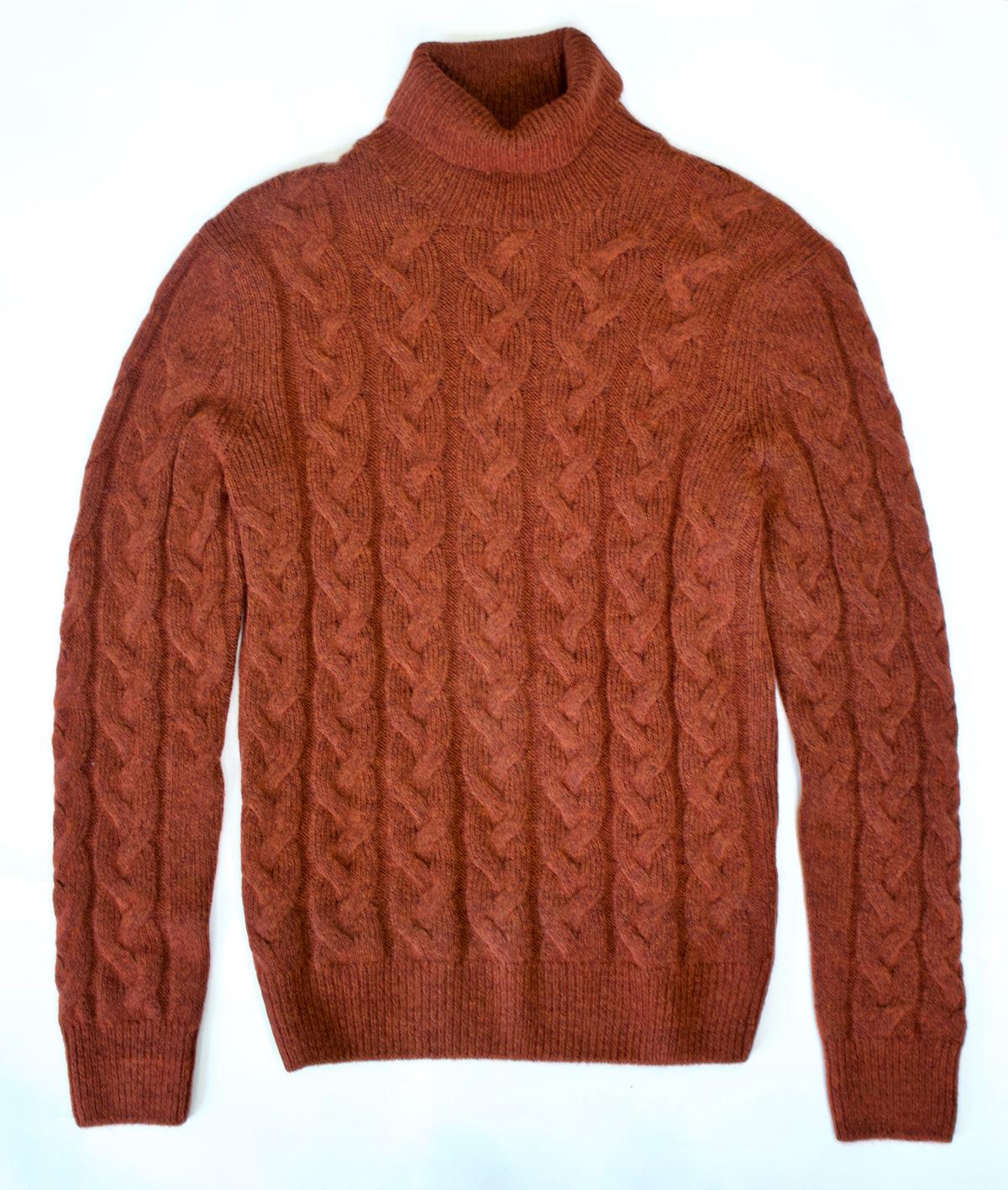 Gran Sasso Rust Cable Knit Rollneck