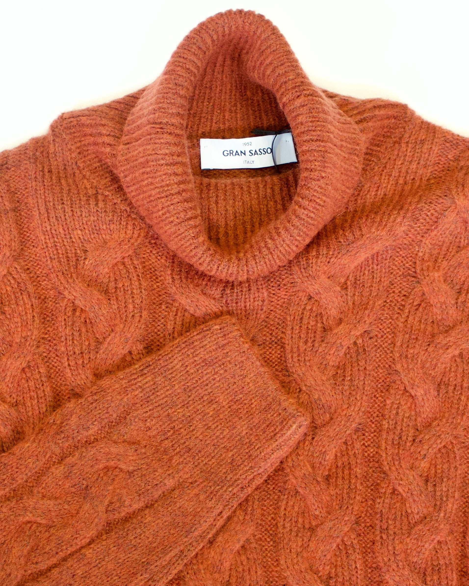 Gran Sasso Rust Cable Knit Rollneck2