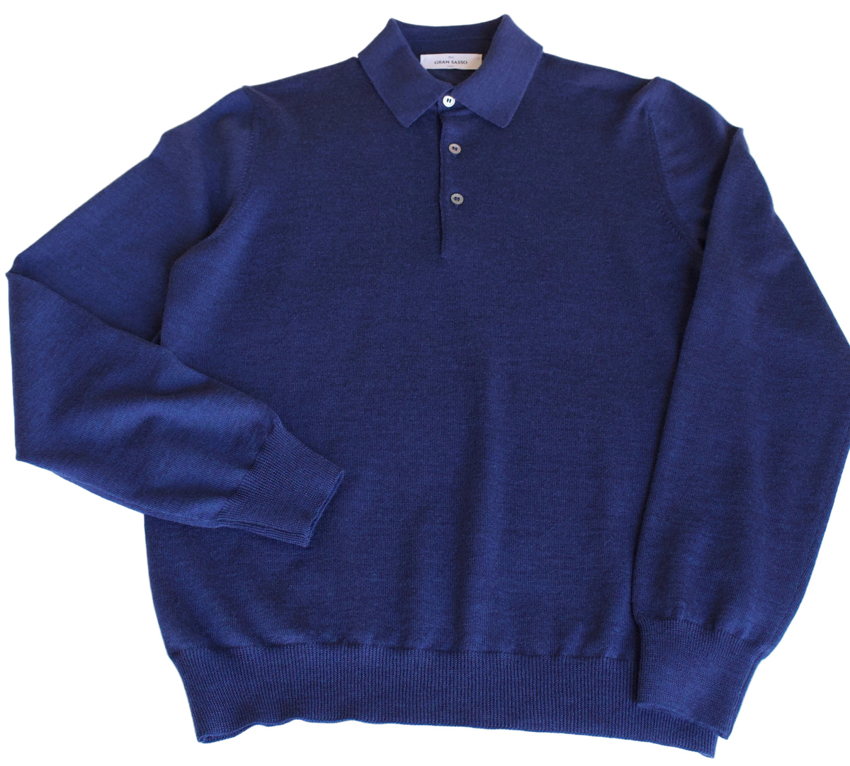 Gran Sasso Virgin Wool Polo Shirt, Dark Blue