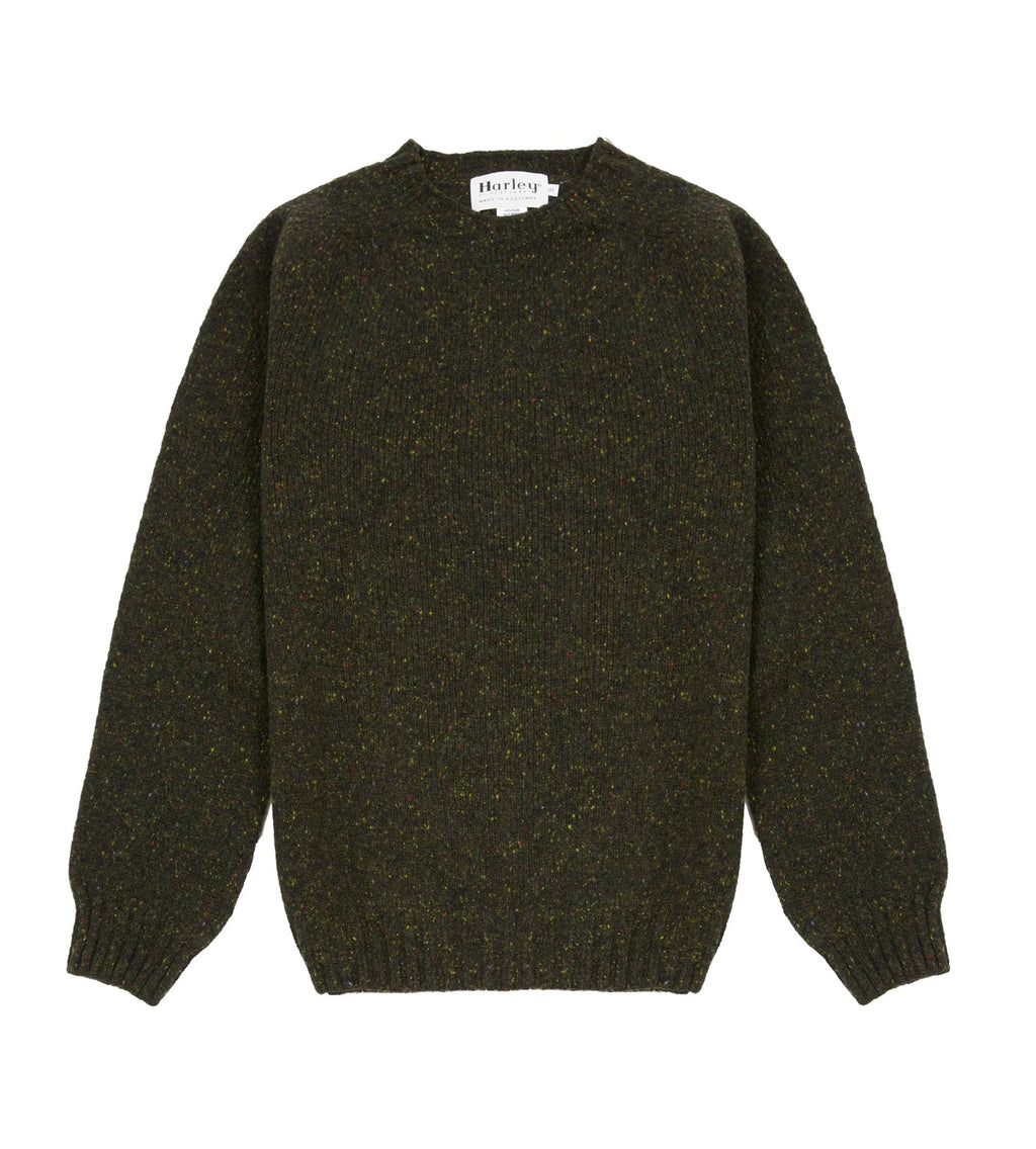 Harley Harris Crew Neck Sweater, Olive Donegal
