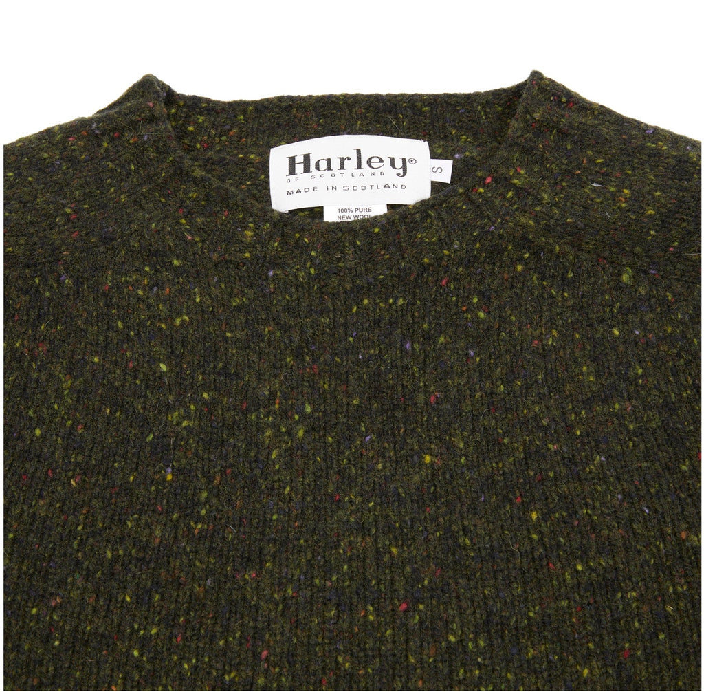 Harley Harris Crew Neck Sweater, Olive Donegal