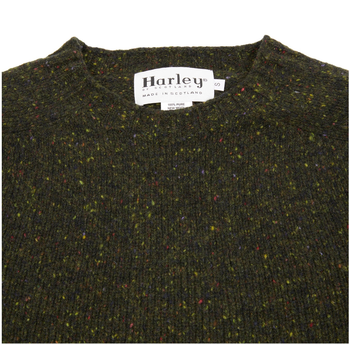 Harley Harris Crew Neck Sweater, Olive Donegal