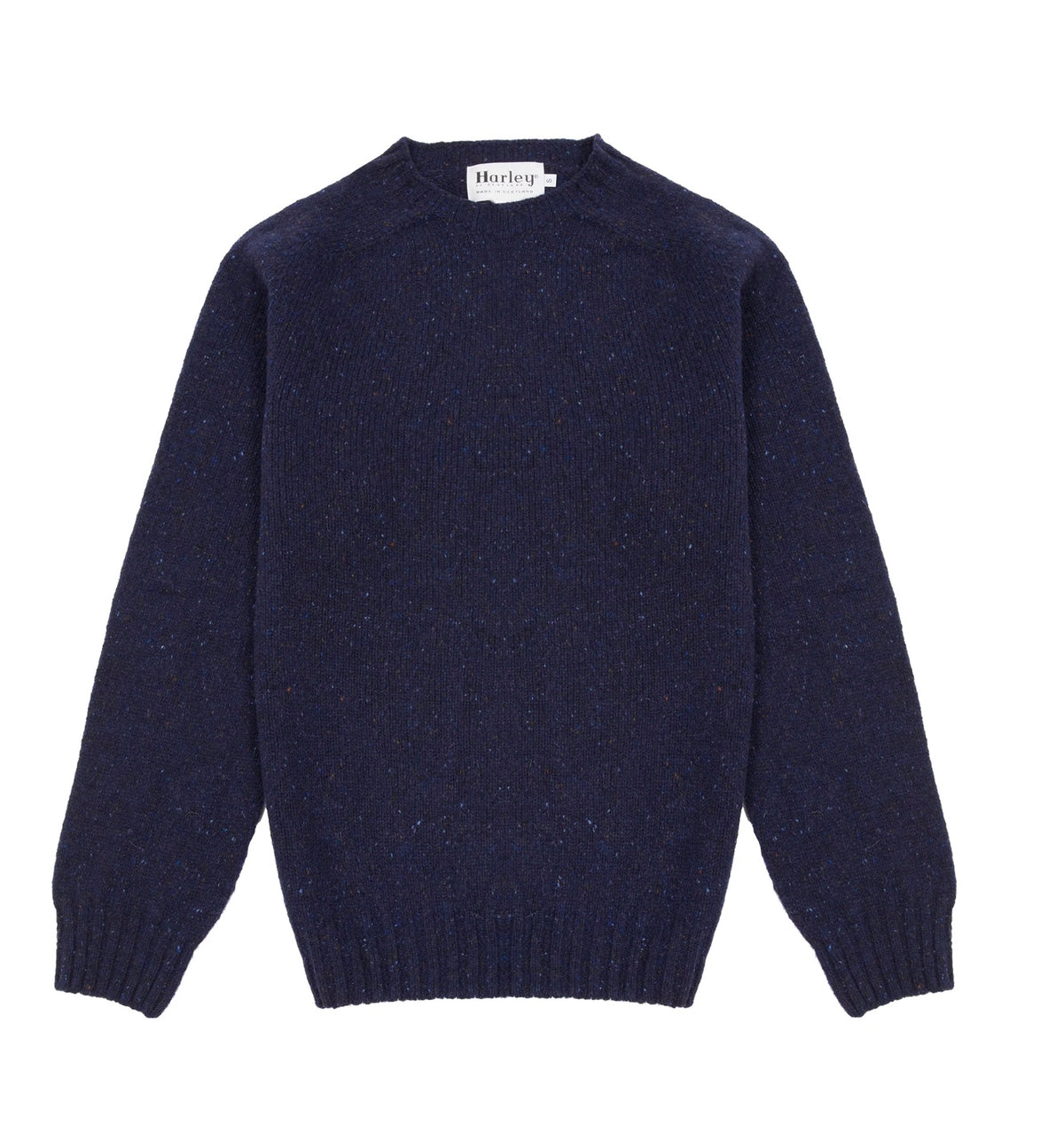 Harley Harris Crew Neck Sweater, Navy Donegal