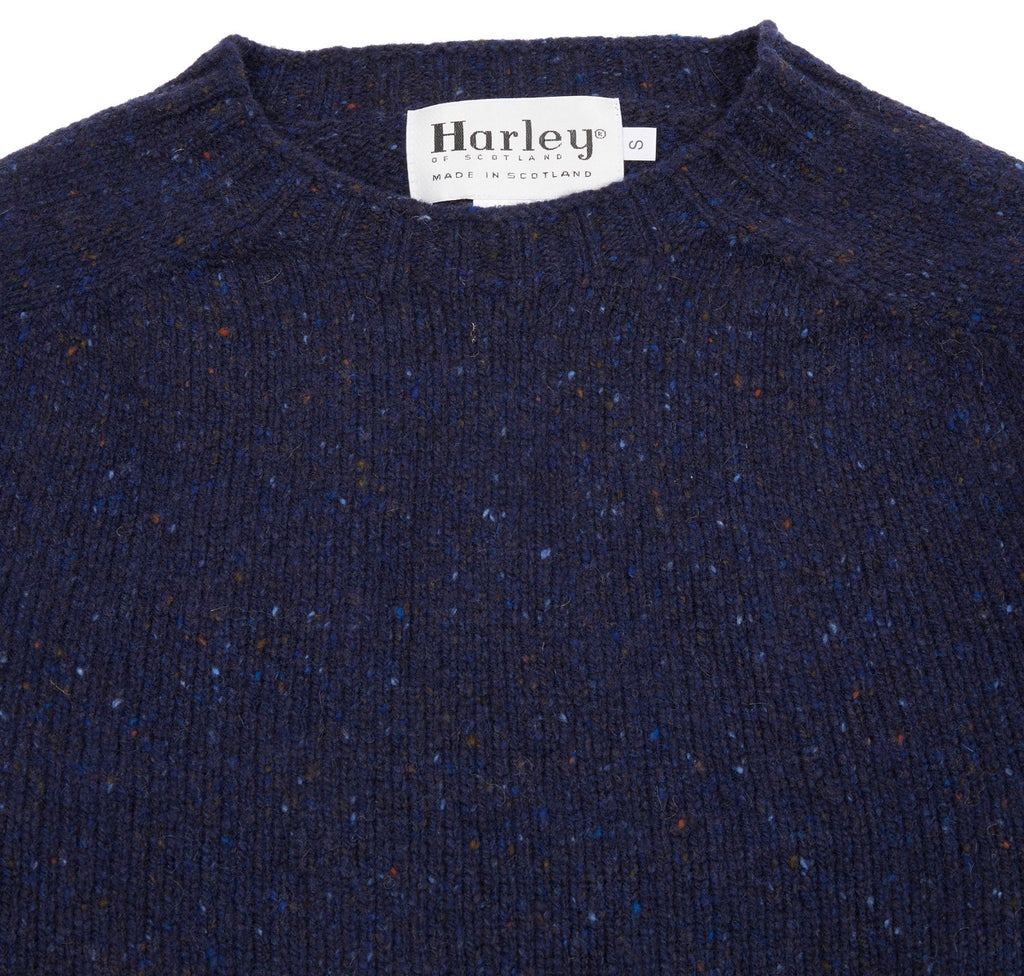 Harley Harris Crew Neck Sweater, Navy Donegal