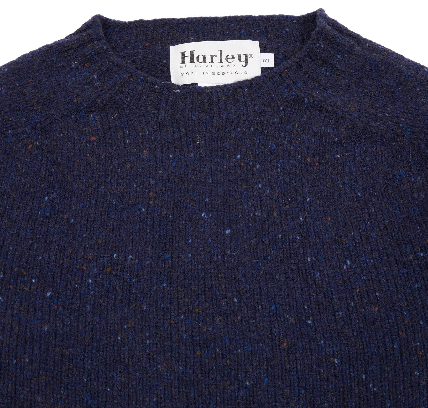 Harley Harris Crew Neck Sweater, Navy Donegal