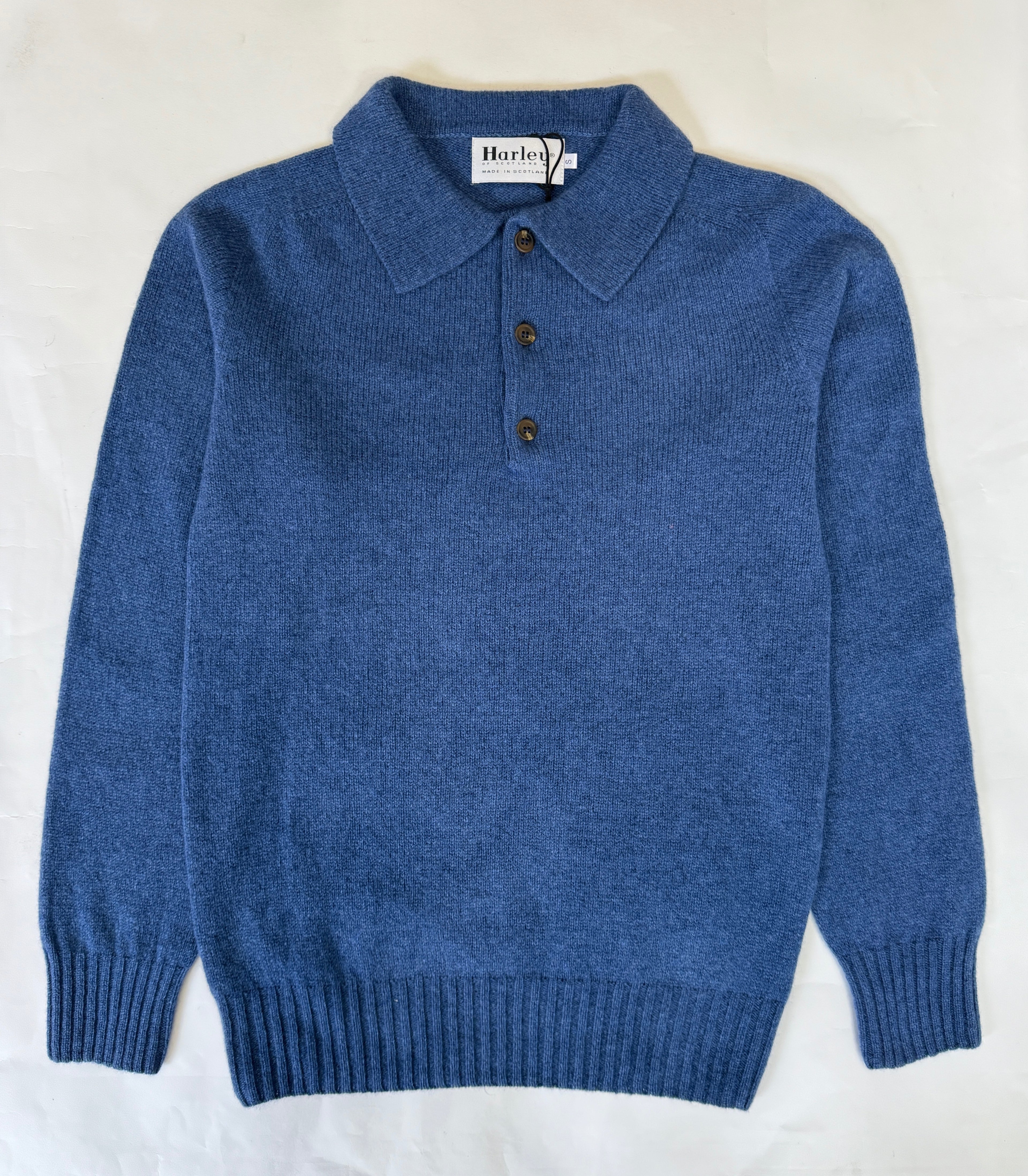 Harley Super Soft Polo Knit Sweater, Denim Blue