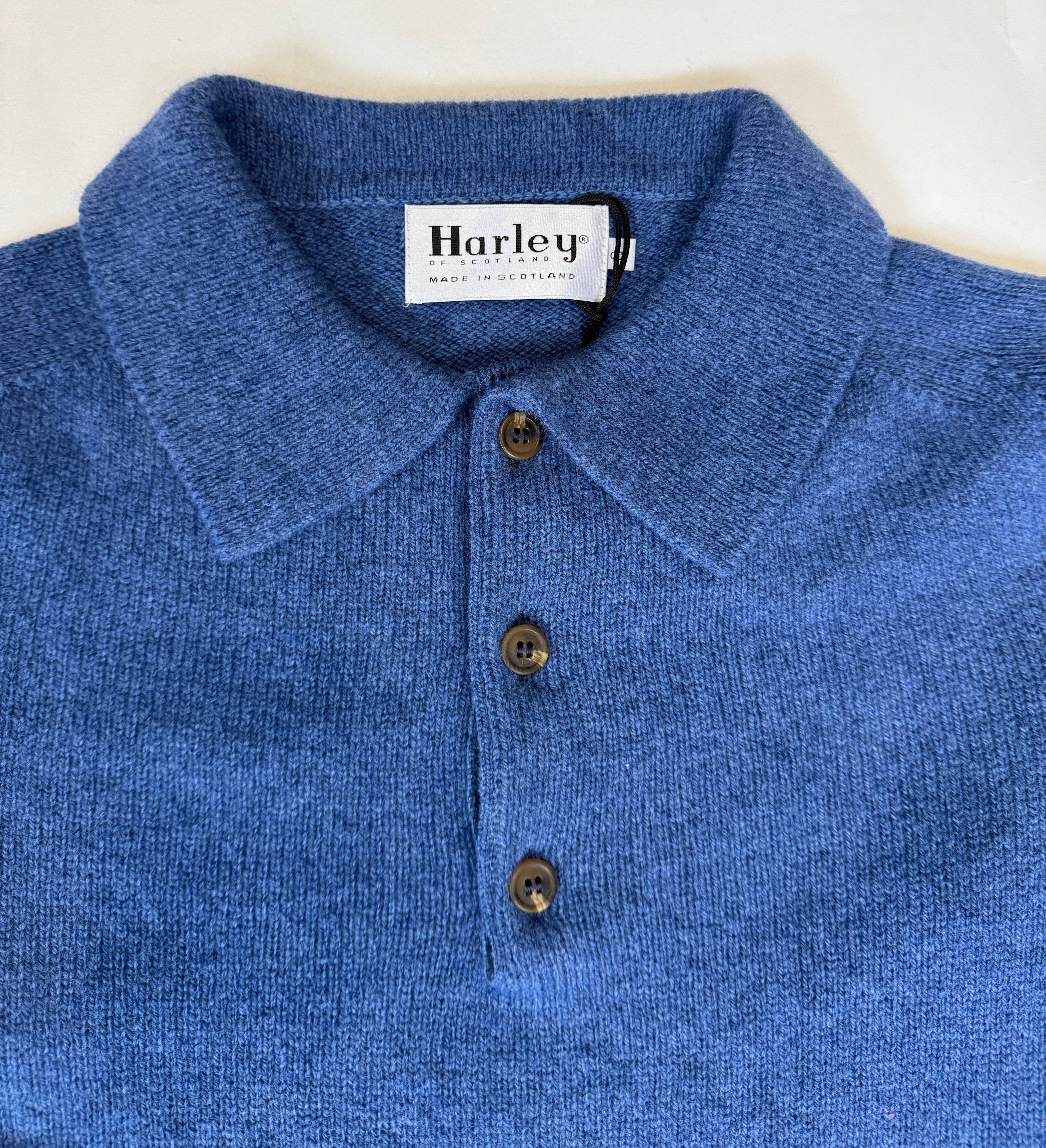 Harley Super Soft Polo Knit Sweater, Denim Blue
