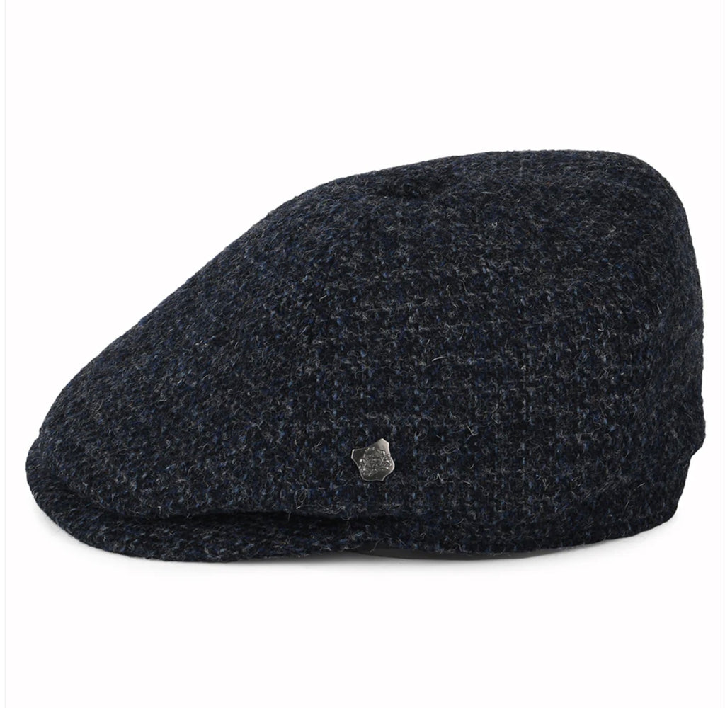Harris Tweed 'Hudson' Newsboy Cap, Navy check