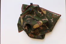 Load image into Gallery viewer, Green Animal Print Wool-Silk Pocket Square
