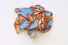 Load image into Gallery viewer, Leaf Print in Light Blue/Orange/Cream Wool-Silk Pocket Square
