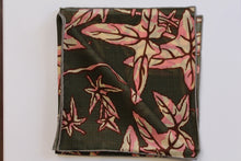 Load image into Gallery viewer, Leaf Print in Olive/Pink/Cream Wool-Silk Pocket Square
