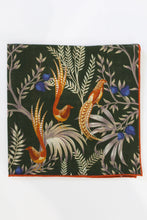 Load image into Gallery viewer, Limited Edition of Six Birds of Paradise Print Wool-Silk Pocket Square( Green)
