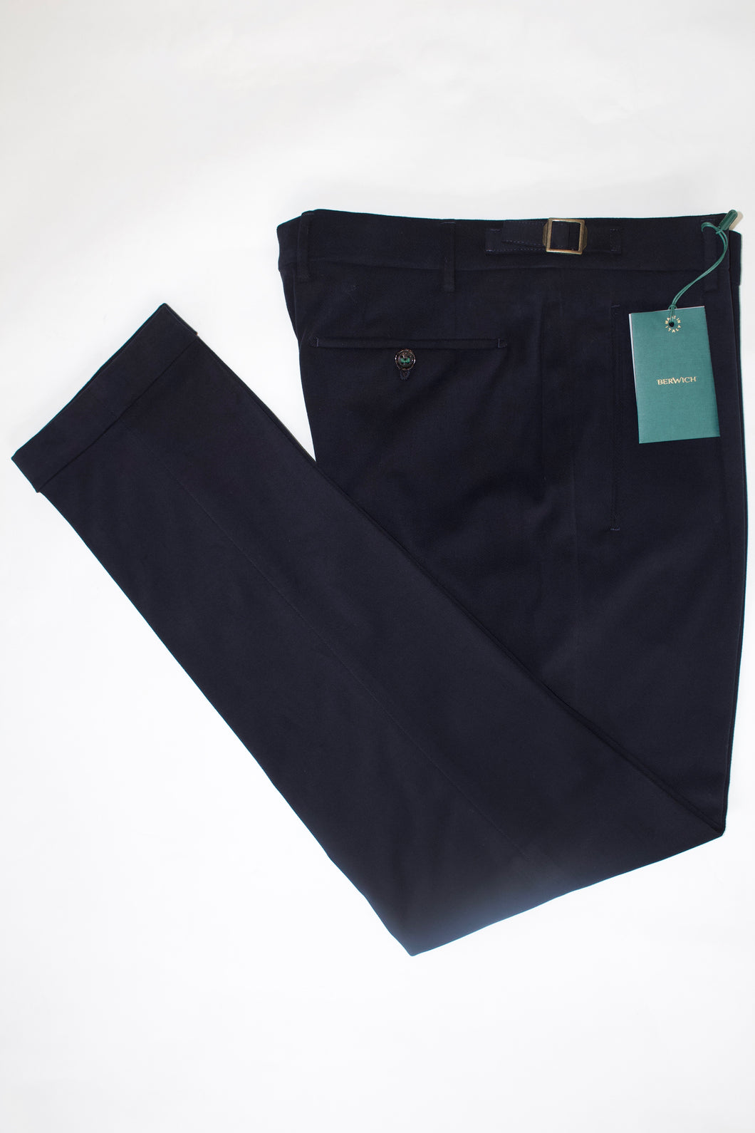 Berwich Navy Stretch Cotton Trousers