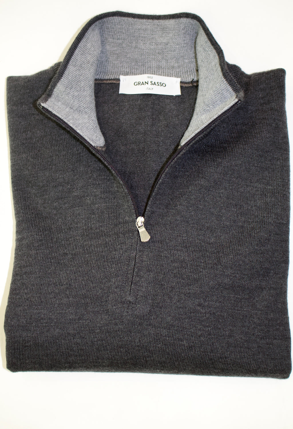 Gran Sasso 1/4 Zip Merino Knit, Charcoal