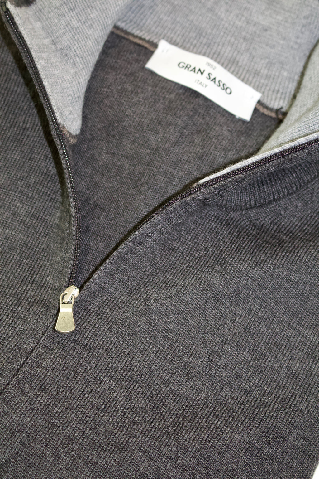 Gran Sasso 1/4 Zip Merino Knit, Charcoal