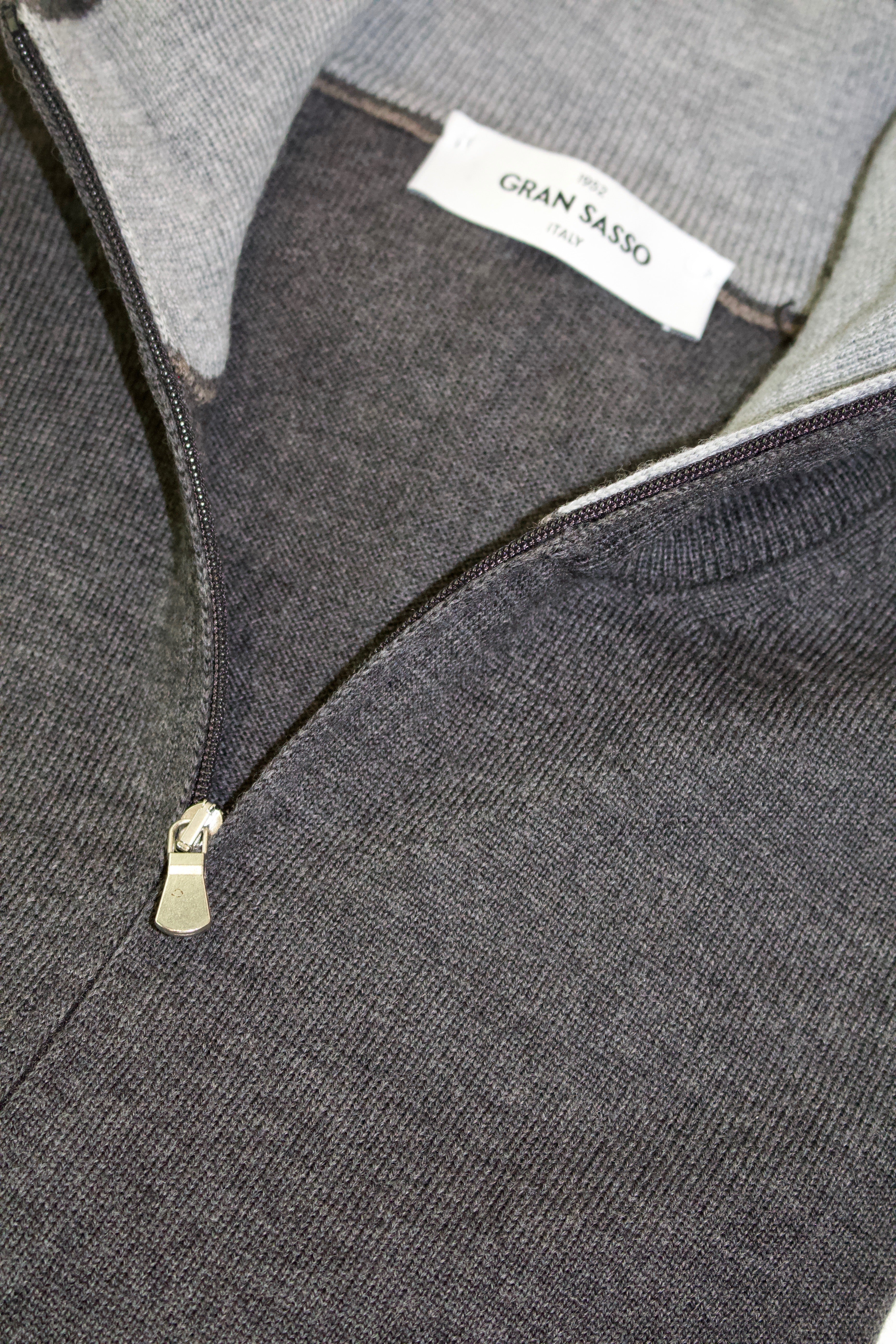 Gran Sasso 1/4 Zip Merino Knit, Charcoal