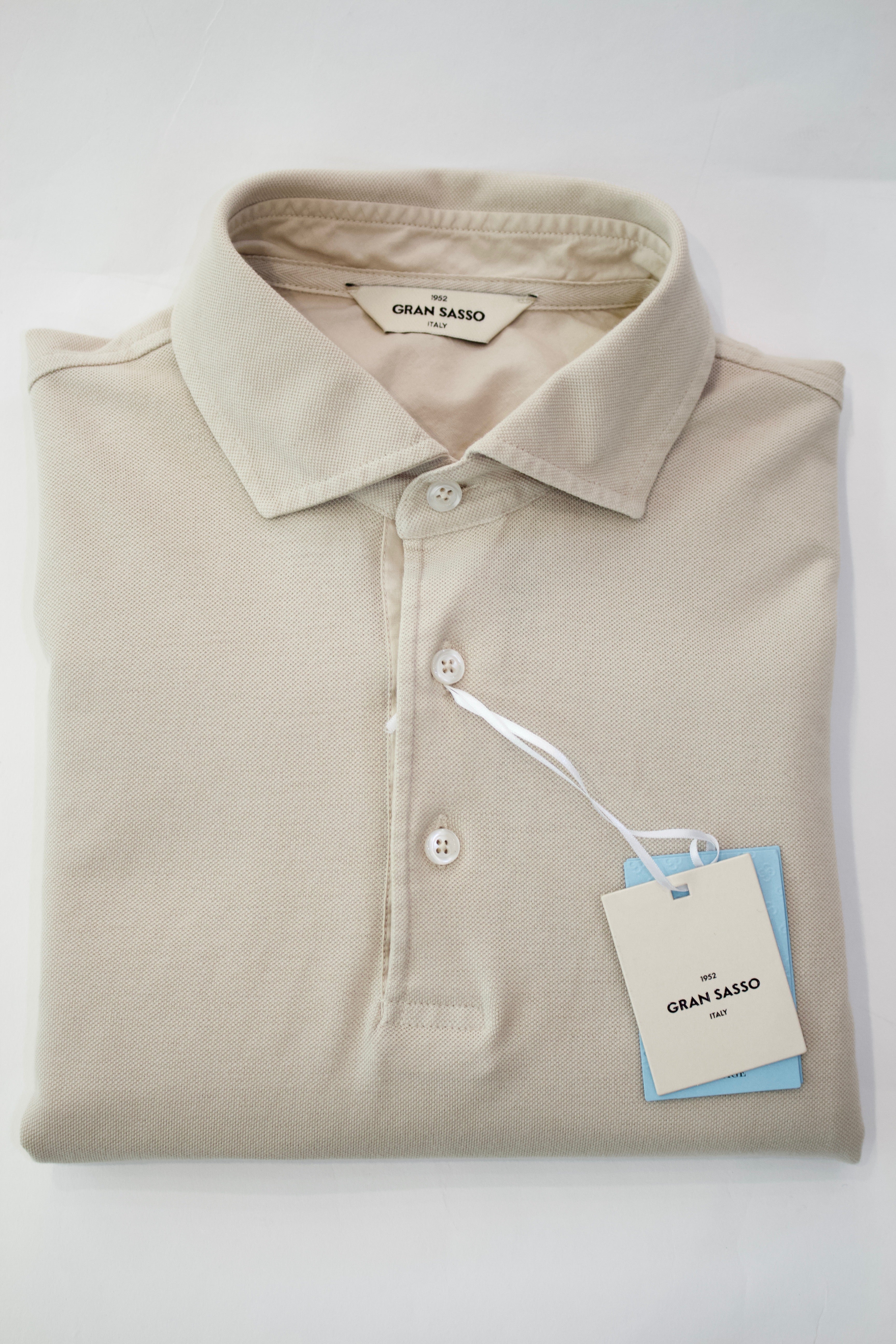 Gran Sasso Long Sleeve Piquet Polo , Cream